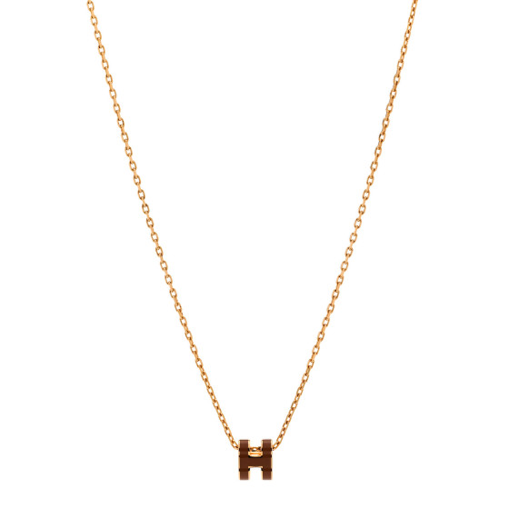 Lacquered Gold Mini Pop H Pendant Necklace New Gold