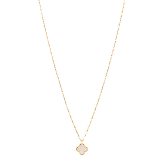 18K Yellow Gold Mother of Pearl Sweet Alhambra Pendant Necklace