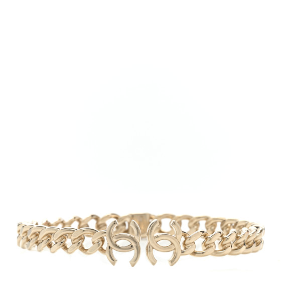 Metal CC Chain Link Choker Necklace M Gold