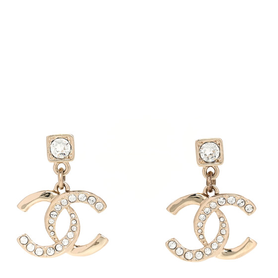 Crystal Irregular CC Square Drop Earrings Gold