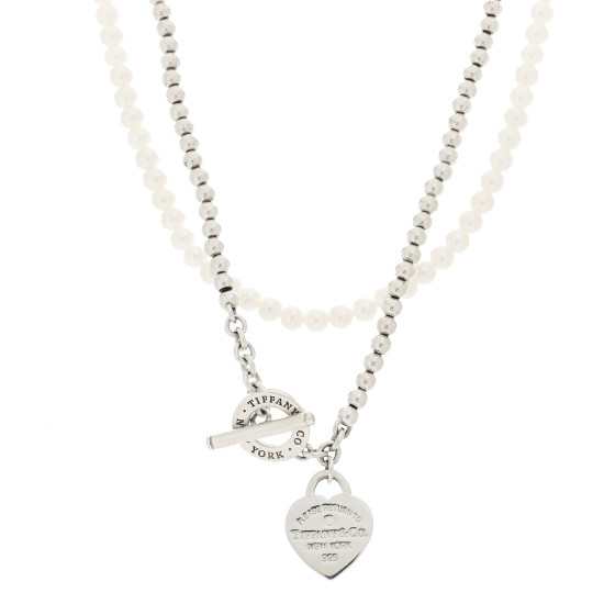 Sterling Silver Diamond Pearl Return to Tiffany Wrap Necklace