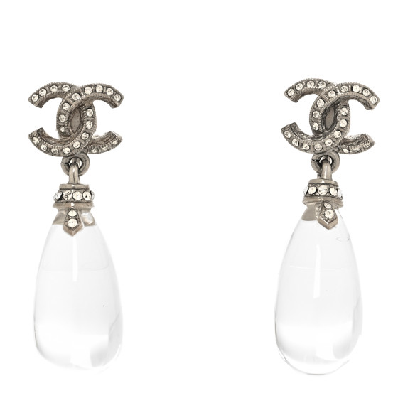 Ruthenium Crystal CC Drop Earrings Silver