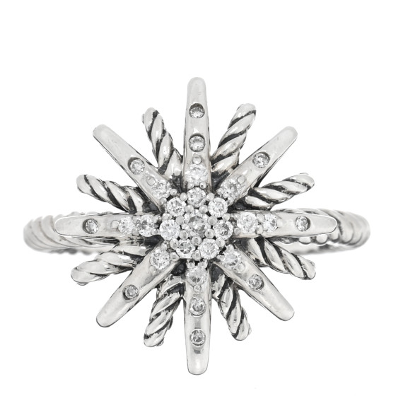 Sterling Silver Diamond 16mm Starburst Ring 51 5.75