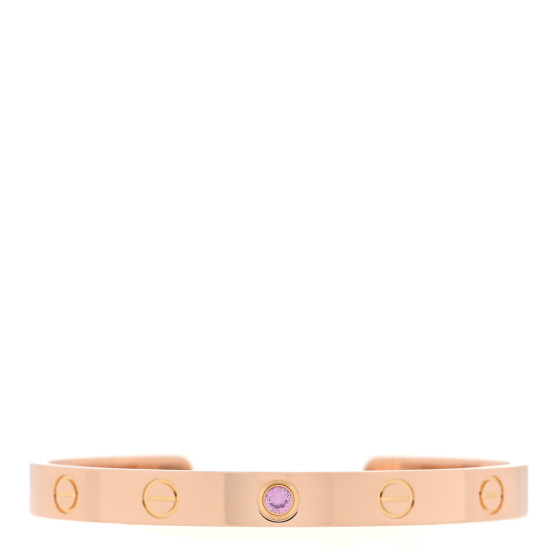 18K Pink Gold Pink Sapphire LOVE Cuff Bracelet 16