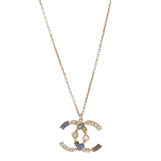 Resin Crystal Pearl CC Necklace Multicolor