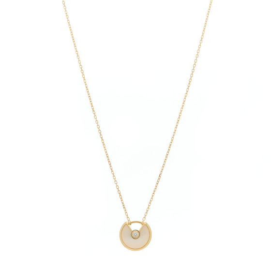 18K Yellow Gold Diamond Mother of Pearl XS Amulette de Cartier Pendant Necklace