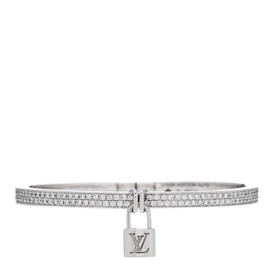 18K White Gold Diamond Lockit Bangle Bracelet 16