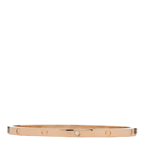 18K Pink Gold 6 Diamond Small LOVE Bracelet 17