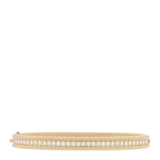18K Yellow Gold Diamond Perlee 1-Row Bangle Bracelet S
