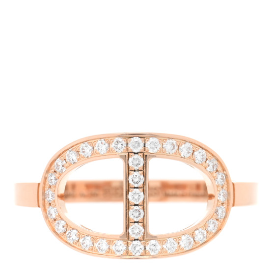 18K Rose Gold Diamond MM Chaine d'Ancre Contour Ring 52 6