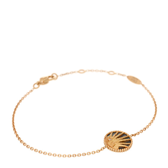 18K Yellow Gold Diamond Black Onyx Mother of Pearl Rose Celeste Bracelet