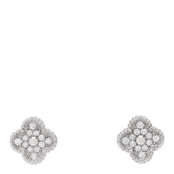 18K White Gold Diamond Sweet Alhambra Earrings