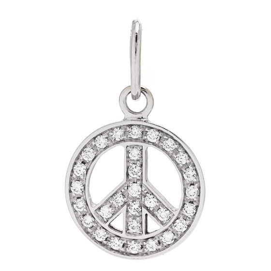 18K White Gold Diamond Mini Peace Charm Pendant