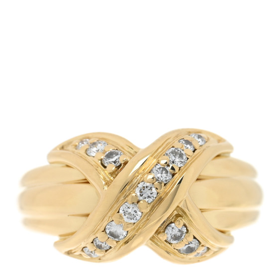 18K Yellow Gold Diamond Signature X Ring 44 3