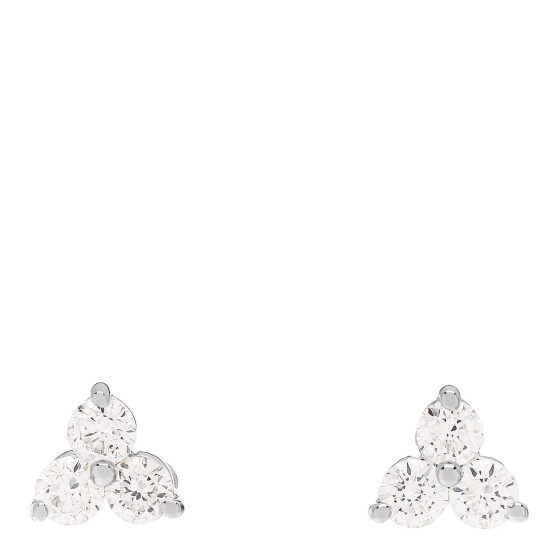 18K White Gold Diamond Small Three Stone Cluster Earrings