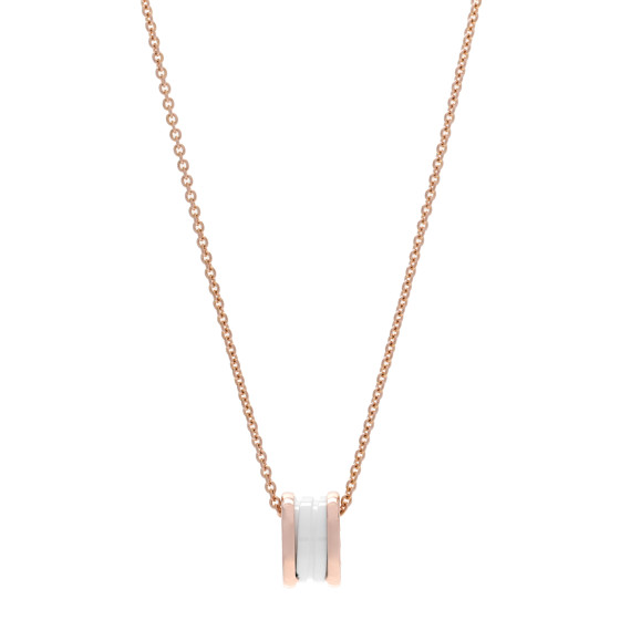 18K Rose Gold White Ceramic B.Zero1 Pendant Necklace