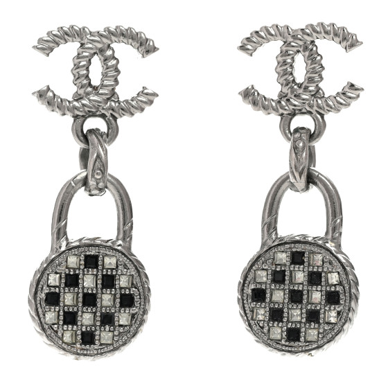 Ruthenium Crystal CC Drop Earrings Black Silver