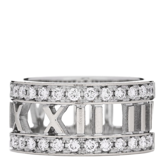 18K White Gold Diamond Wide Atlas Open Ring 50 5.5
