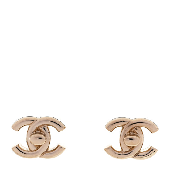 Metal CC Turnlock Earrings Gold