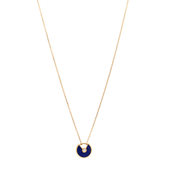 18K Yellow Gold Diamond Lapis Lazuli XS Amulette de Cartier Pendant Necklace