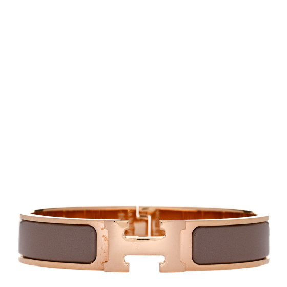 Enamel Narrow Clic Clac H Bracelet PM Marron Glace