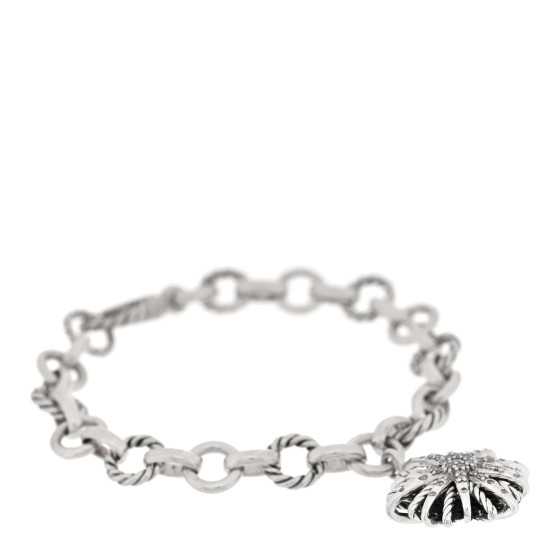 Sterling Silver Diamond 20mm Starburst Charm Bracelet