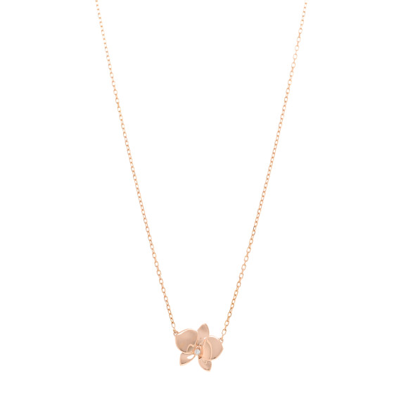 18K Pink Gold Diamond Caresse D'Orchidees Par Cartier Pendant Necklace