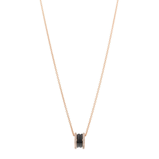 18K Rose Gold Black Ceramic Diamond B.Zero1 Pendant Necklace