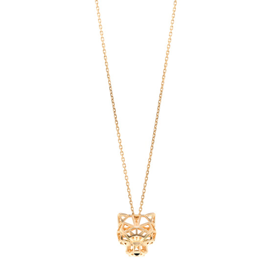 18K Yellow Gold Tsavorite Black Onyx Panthere De Cartier Pendant Necklace