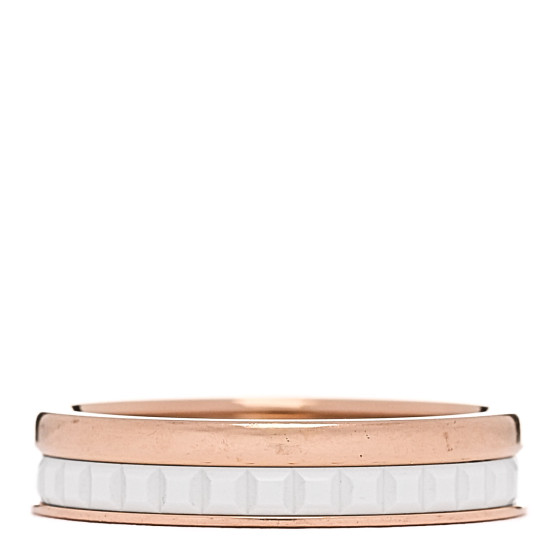 18K Pink Gold Ceramic Quatre White Edition Wedding Band Ring 47 4.25 59/8.75