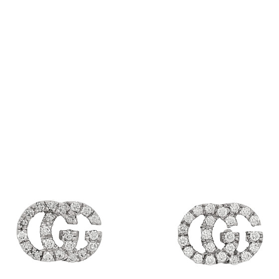 18K White Gold Diamond Mini Running G Earrings