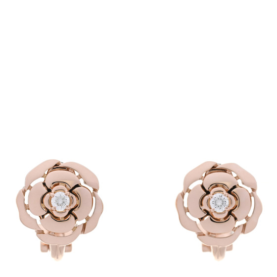 18K Rose Gold Diamond Extrait de Camelia Earrings