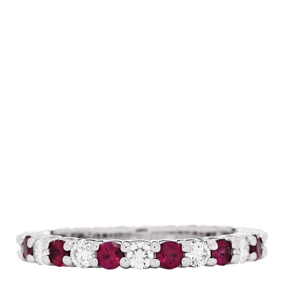 Platinum Diamond Ruby Prong Set Wedding Band Ring 53 6.25