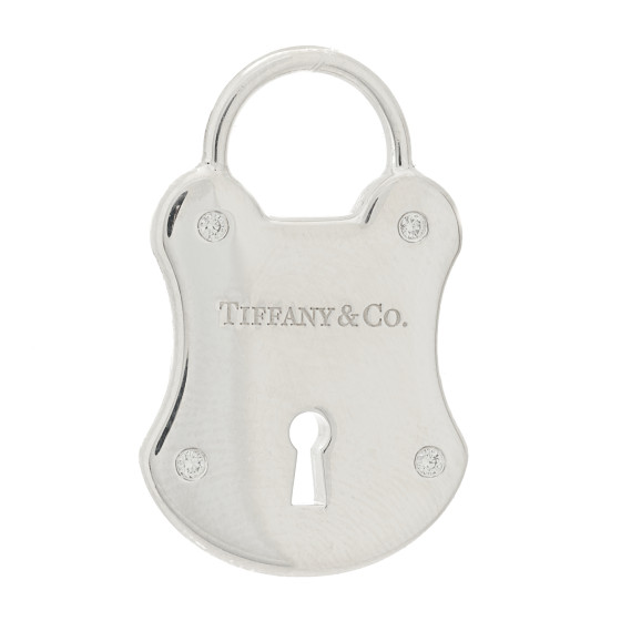 Sterling Silver Diamond Emblem Lock Pendant