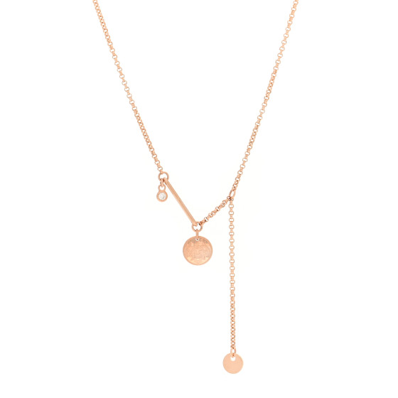 18K Rose Gold Diamond PM Ex-Libris Pendant Necklace