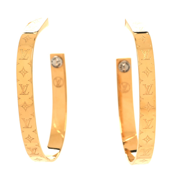 Metal Nanogram Hoop Earrings Gold