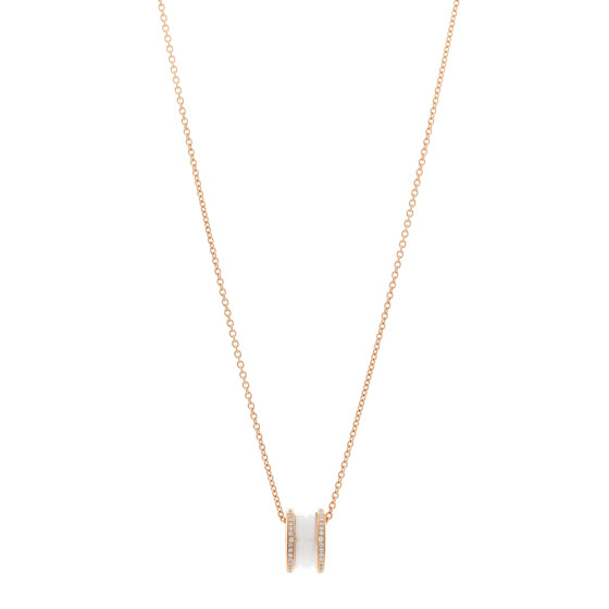 18K Rose Gold White Ceramic Diamond B.Zero1 Pendant Necklace