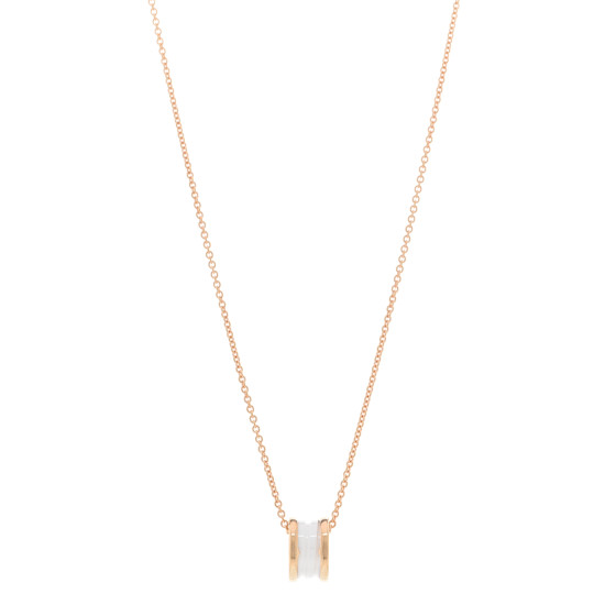 18K Rose Gold White Ceramic B.Zero1 Pendant Necklace