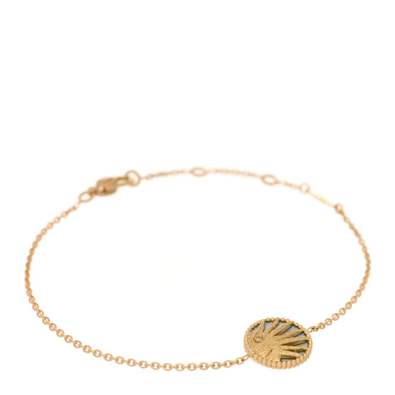 18K Yellow Gold Diamond Black Onyx Mother of Pearl Rose Celeste Bracelet