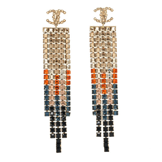 Crystal Skyline CC Drop Clip On Earrings Gold Blue Black Red