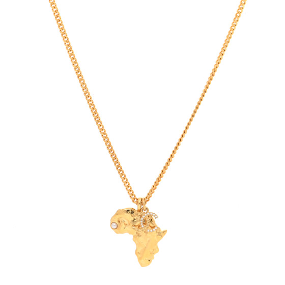 Crystal Pearl CC Africa Pendant Necklace Gold White