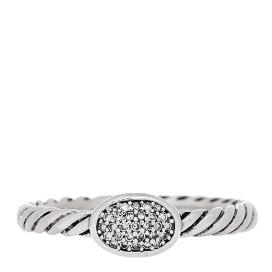 Sterling Silver Diamond Pave Cable Classics Oval Ring 50 5.5