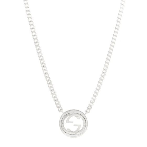 Sterling Silver Interlocking G Textured Pendant Necklace