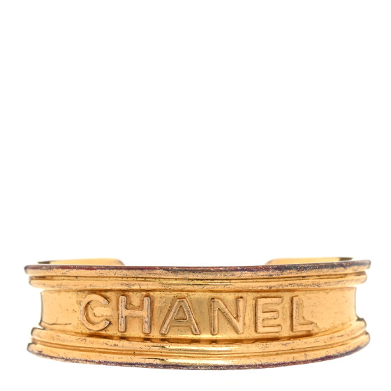Metal Logo Cuff Bracelet Gold