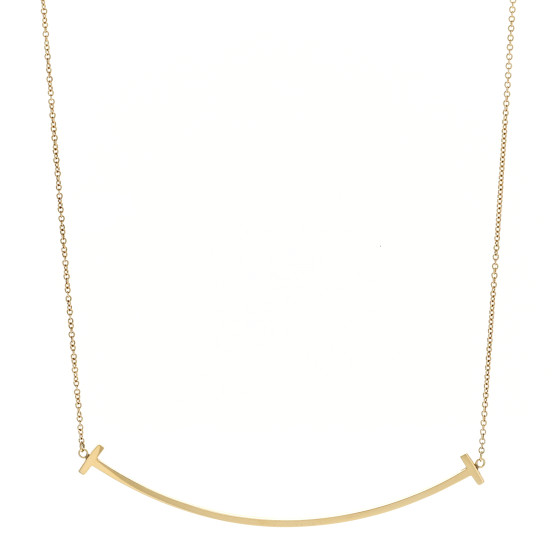 18K Yellow Gold Large T Smile Pendant Necklace