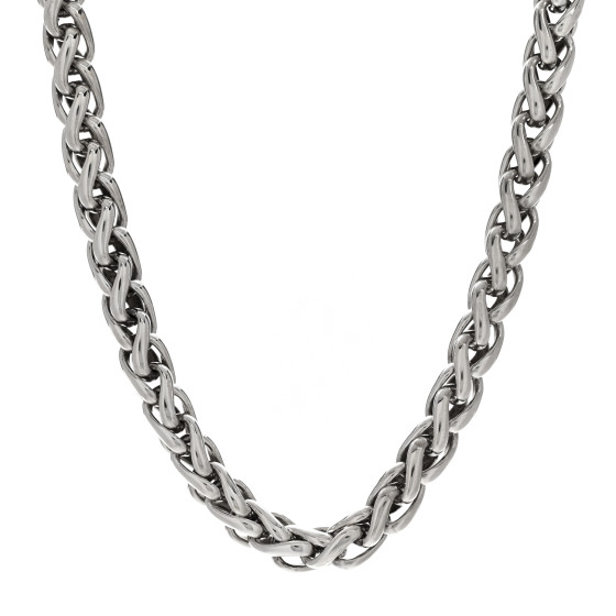 Sterling Silver 14K Yellow Gold 8mm Wheat Chain Necklace