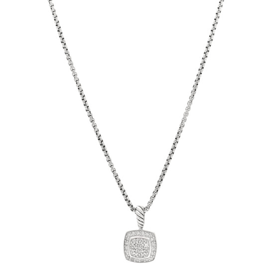 Sterling Silver Diamond Pave 7mm Petite Albion Pendant Necklace