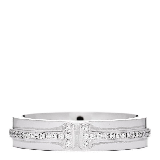 18K White Gold Diamond Narrow T Two Ring 54 7