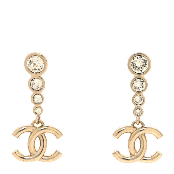 Crystal CC Drop Earrings Gold