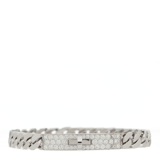 18K White Gold Diamond TPM Kelly Gourmette Bracelet SH